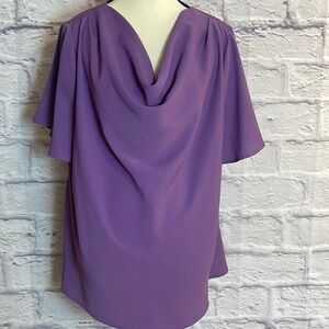 Bloomchic 18-20 (2X ) Cowl Neck Ruffle Sleeve Blouse Top Mauve Purple